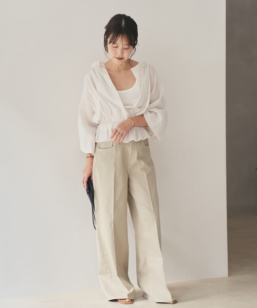 plage（プラージュ）の「Healthy denim / ヘルシーデニム 別注 WIDE デニムパンツ(ベージュ)（デニムパンツ・レディース・ベージュ系その他・24/23/25）」の4枚目の写真