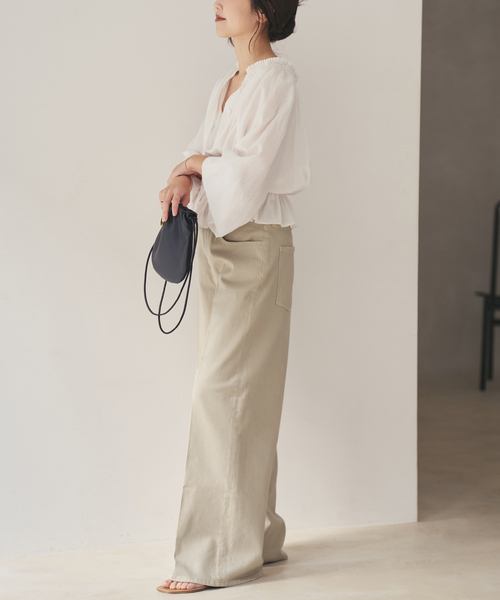 plage（プラージュ）の「Healthy denim / ヘルシーデニム 別注 WIDE デニムパンツ(ベージュ)（デニムパンツ・レディース・ベージュ系その他・24/23/25）」の5枚目の写真