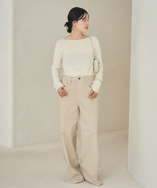 plage（プラージュ）の「Healthy denim / ヘルシーデニム 別注 WIDE デニムパンツ(ベージュ)（デニムパンツ・レディース・ベージュ系その他・24/23/25）」の10枚目の写真