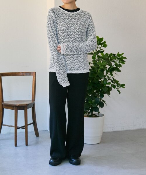 ear PAPILLONNER(イアパピヨネ)の「シアーレーストップス【SUM1 STYLE】(Tシャツ/カットソー・レディース・ブラック/ホワイト・FREE)」の6枚目の写真