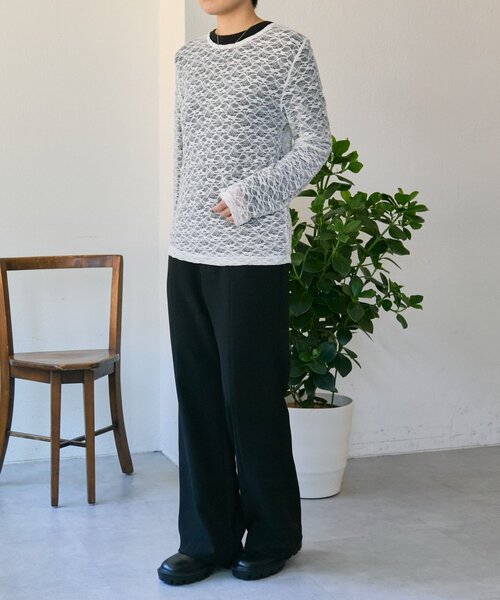 ear PAPILLONNER(イアパピヨネ)の「シアーレーストップス【SUM1 STYLE】(Tシャツ/カットソー・レディース・ブラック/ホワイト・FREE)」の7枚目の写真