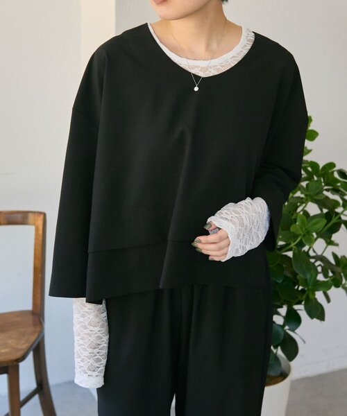 ear PAPILLONNER(イアパピヨネ)の「シアーレーストップス【SUM1 STYLE】(Tシャツ/カットソー・レディース・ブラック/ホワイト・FREE)」の10枚目の写真