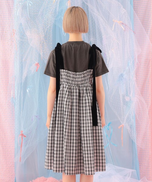 CAROLINA GLASER（カロリナ グレイサー）の「ベロアリボン チェック ミモレ丈 キャミソール ワンピース（ワンピース・レディース・サックスブルー/ブラック・ONE SIZE）」の22枚目の写真