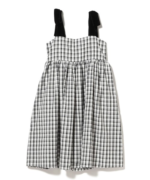 CAROLINA GLASER（カロリナ グレイサー）の「ベロアリボン チェック ミモレ丈 キャミソール ワンピース（ワンピース・レディース・サックスブルー/ブラック・ONE SIZE）」の4枚目の写真