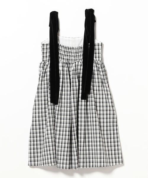 CAROLINA GLASER（カロリナ グレイサー）の「ベロアリボン チェック ミモレ丈 キャミソール ワンピース（ワンピース・レディース・サックスブルー/ブラック・ONE SIZE）」の5枚目の写真
