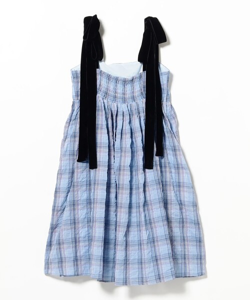 CAROLINA GLASER（カロリナ グレイサー）の「ベロアリボン チェック ミモレ丈 キャミソール ワンピース（ワンピース・レディース・サックスブルー/ブラック・ONE SIZE）」の11枚目の写真