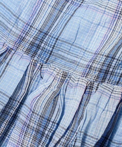 CAROLINA GLASER（カロリナ グレイサー）の「ベロアリボン チェック ミモレ丈 キャミソール ワンピース（ワンピース・レディース・サックスブルー/ブラック・ONE SIZE）」の12枚目の写真