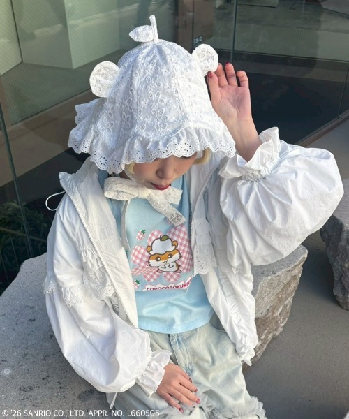 Candy Stripper(キャンディストリッパー)の「【COROCOROKURIRIN】FLOWER LACE HAT(ハット・レディース・オフホワイト・FREE)」の4枚目の写真