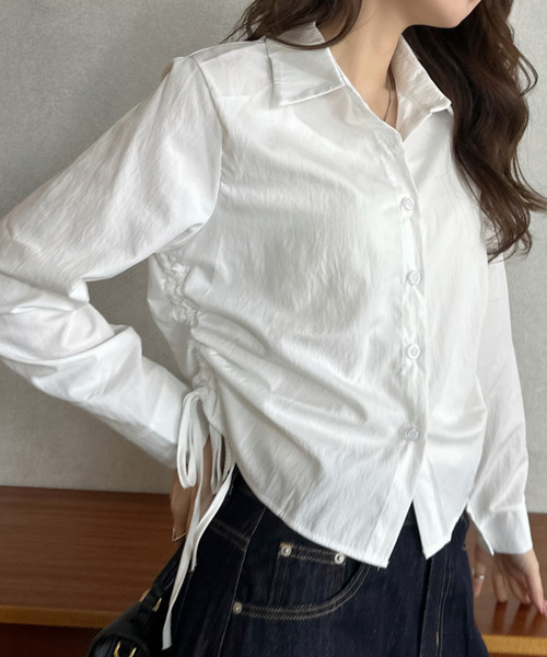Eclat one(エクラワン)の「【Eclat one】サイドリボン ウエストシェイプ シャツ(シャツ/ブラウス・レディース・グレー/ブラウン/ホワイト・FREE)」の15枚目の写真