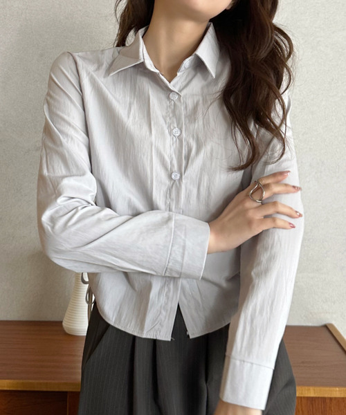 Eclat one(エクラワン)の「【Eclat one】サイドリボン ウエストシェイプ シャツ(シャツ/ブラウス・レディース・グレー/ブラウン/ホワイト・FREE)」の8枚目の写真