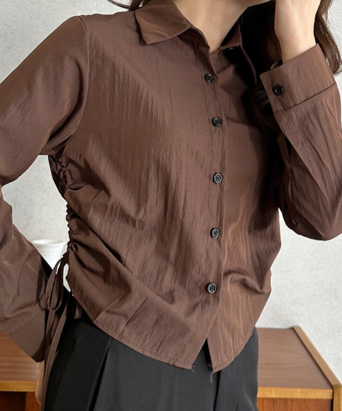 Eclat one(エクラワン)の「【Eclat one】サイドリボン ウエストシェイプ シャツ(シャツ/ブラウス・レディース・グレー/ブラウン/ホワイト・FREE)」の20枚目の写真