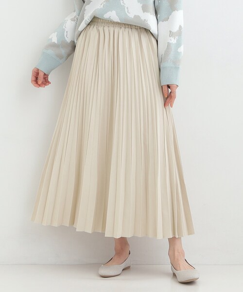 SHOO・LA・RUE(シューラルー)の「【洗濯機可/S-LL】縦ラインですっきり見え スエードライクプリーツスカート(スカート・レディース・チャコールグレー/アイボリー/グリーン系・04/03/02/01)」の21枚目の写真