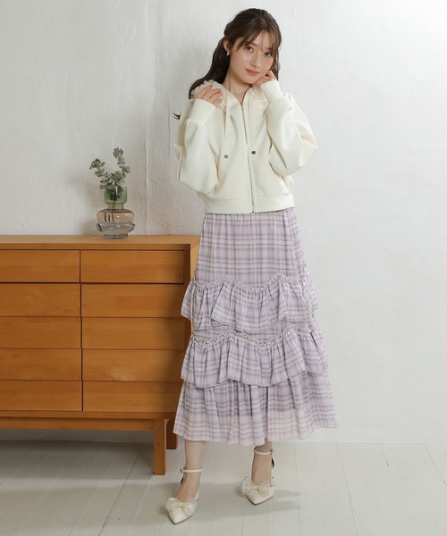 ASTORIA ODIER(アストリアオディール)の「エアリーティアードスカート(スカート・レディース・ミント/ラベンダー/ピンク/アイボリー・MEDIUM)」の1枚目の写真