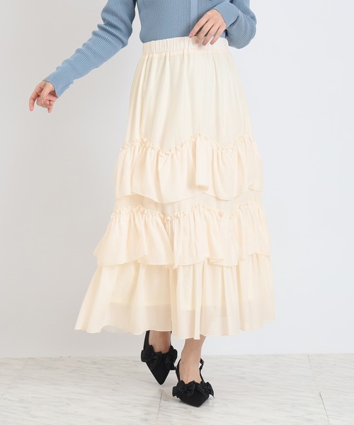 ASTORIA ODIER(アストリアオディール)の「エアリーティアードスカート(スカート・レディース・ミント/ラベンダー/ピンク/アイボリー・MEDIUM)」の2枚目の写真