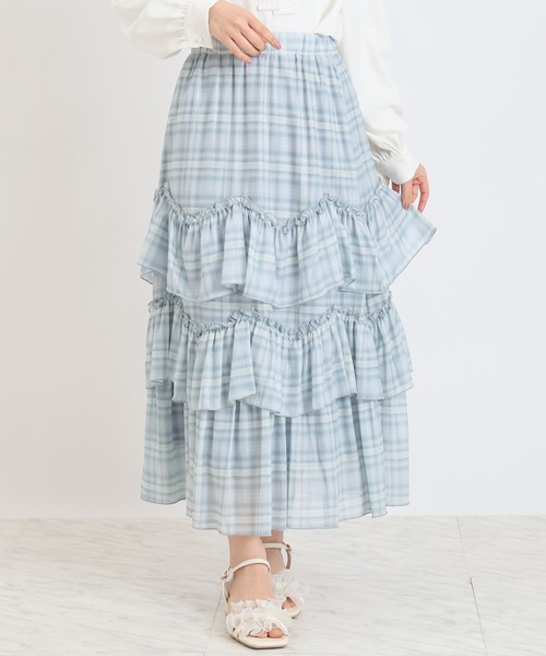 ASTORIA ODIER(アストリアオディール)の「エアリーティアードスカート(スカート・レディース・ミント/ラベンダー/ピンク/アイボリー・MEDIUM)」の3枚目の写真