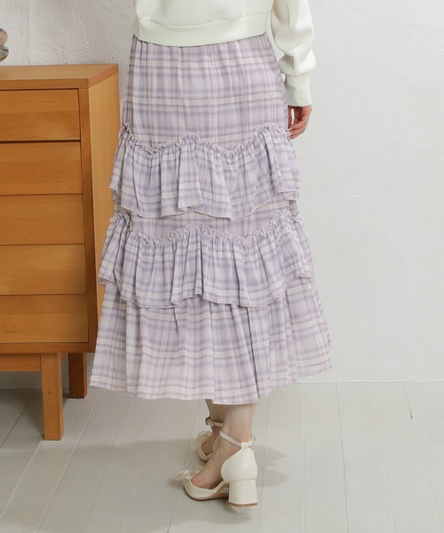 ASTORIA ODIER(アストリアオディール)の「エアリーティアードスカート(スカート・レディース・ミント/ラベンダー/ピンク/アイボリー・MEDIUM)」の5枚目の写真