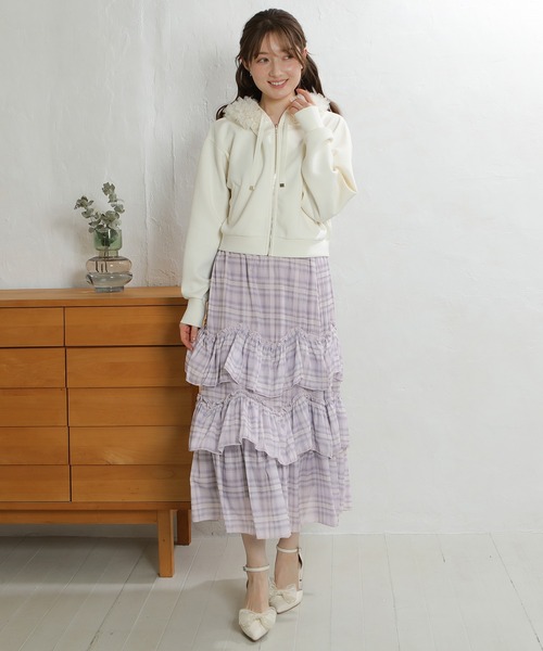 ASTORIA ODIER(アストリアオディール)の「エアリーティアードスカート(スカート・レディース・ミント/ラベンダー/ピンク/アイボリー・MEDIUM)」の8枚目の写真