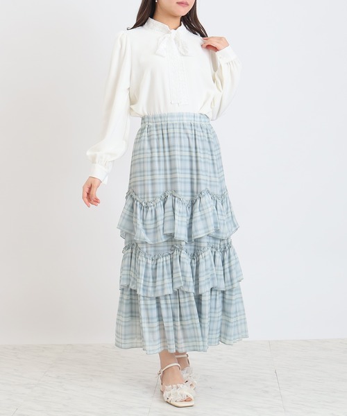 ASTORIA ODIER(アストリアオディール)の「エアリーティアードスカート(スカート・レディース・ミント/ラベンダー/ピンク/アイボリー・MEDIUM)」の17枚目の写真