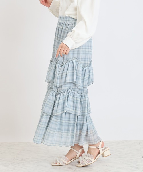 ASTORIA ODIER(アストリアオディール)の「エアリーティアードスカート(スカート・レディース・ミント/ラベンダー/ピンク/アイボリー・MEDIUM)」の10枚目の写真