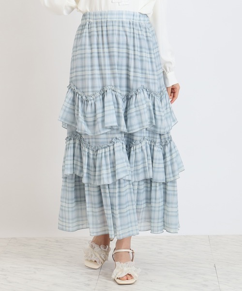 ASTORIA ODIER(アストリアオディール)の「エアリーティアードスカート(スカート・レディース・ミント/ラベンダー/ピンク/アイボリー・MEDIUM)」の9枚目の写真