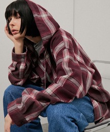 【Alfred Alex】Gradation Check Hooded Shirt / グラデーションチェックフードシャツ