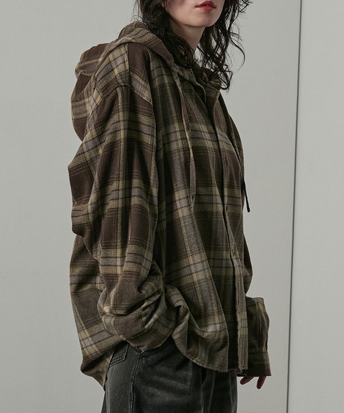 Alfred Alex（アルフレッドアレックス）の「【Alfred Alex】グラデーション チェック フードシャツ（シャツ/ブラウス・メンズ・ブラウン/ネイビー/ブラック/グレー・S/M/L）」の18枚目の写真