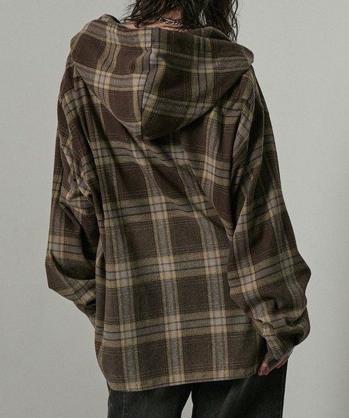 Alfred Alex（アルフレッドアレックス）の「【Alfred Alex】グラデーション チェック フードシャツ（シャツ/ブラウス・メンズ・ブラウン/ネイビー/ブラック/グレー・S/M/L）」の19枚目の写真