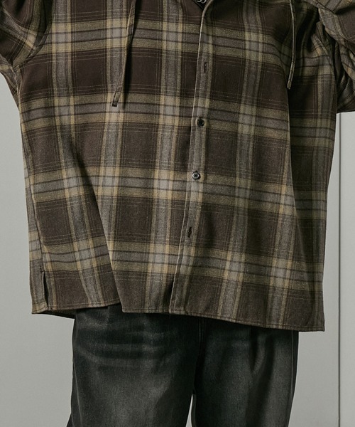 Alfred Alex（アルフレッドアレックス）の「【Alfred Alex】グラデーション チェック フードシャツ（シャツ/ブラウス・メンズ・ブラウン/ネイビー/ブラック/グレー・S/M/L）」の20枚目の写真