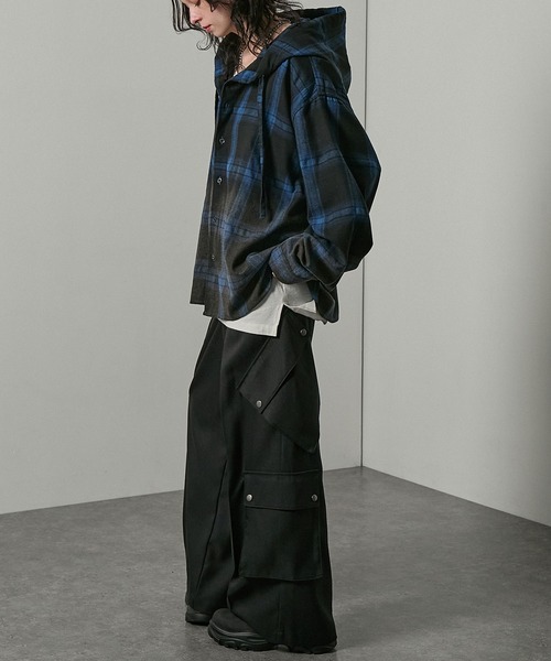 Alfred Alex（アルフレッドアレックス）の「【Alfred Alex】グラデーション チェック フードシャツ（シャツ/ブラウス・メンズ・ブラウン/ネイビー/ブラック/グレー・S/M/L）」の11枚目の写真