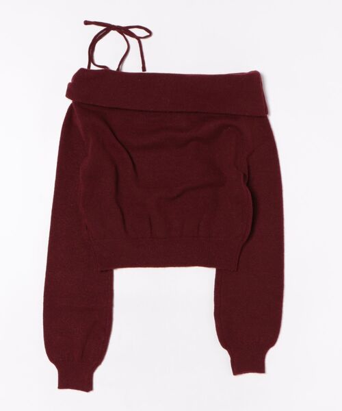 EMODA(エモダ)の「ONE SHOULDER CHOKER KNIT(ニット/セーター・レディース・レッド/グレー/アイボリー/ブラック・FREE)」の5枚目の写真