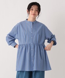 ストライプブロードペプラムブラウス