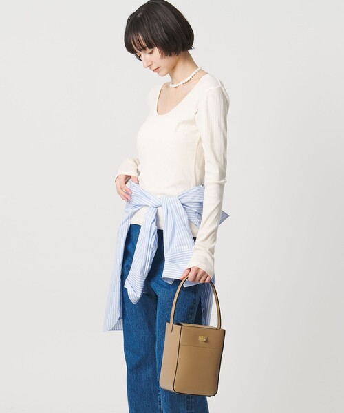 ORSETTO（オルセット）の「【一部別注】＜ORSETTO＞SCATOLA バッグ（ハンドバッグ・レディース・ベージュ/ブラック・FREE）」の6枚目の写真