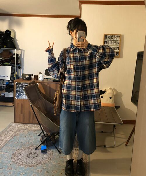 QT8 GARMENTS(キューティーエイトガーメント)の「LB Rustic Core Flannel Check Shirt (Blue)(シャツ/ブラウス・レディース・その他・X-LARGE/LARGE/MEDIUM)」の6枚目の写真