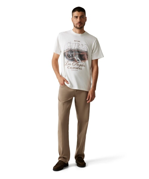 Guess（ゲス）の「Short Sleeves Crew Neck Satin Patch Tee Tシャツ（Tシャツ/カットソー・メンズ・ブラック/アイボリー・LARGE/MEDIUM/SMALL/X-LARGE）」の11枚目の写真