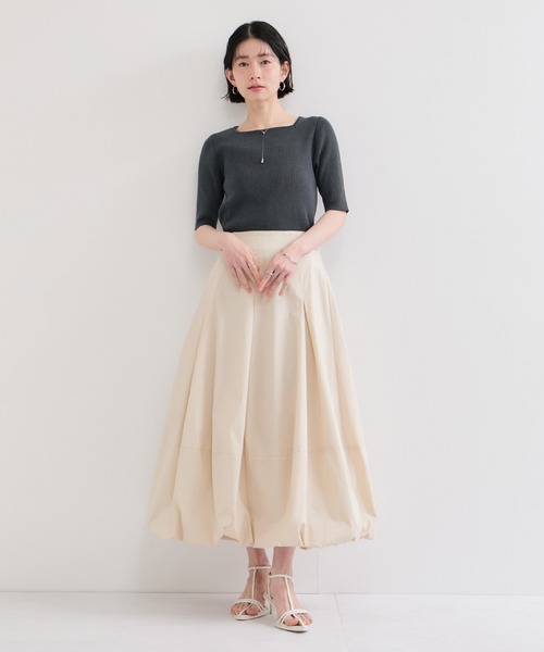 LE CERCLE par rope'(ルセルクルパーロペ)の「スクエアネックメランジ半袖ニットプルオーバー(ニット/セーター・レディース・ブルー系その他6/ブラウン系その他/ブラック系その他・FREE)」の4枚目の写真