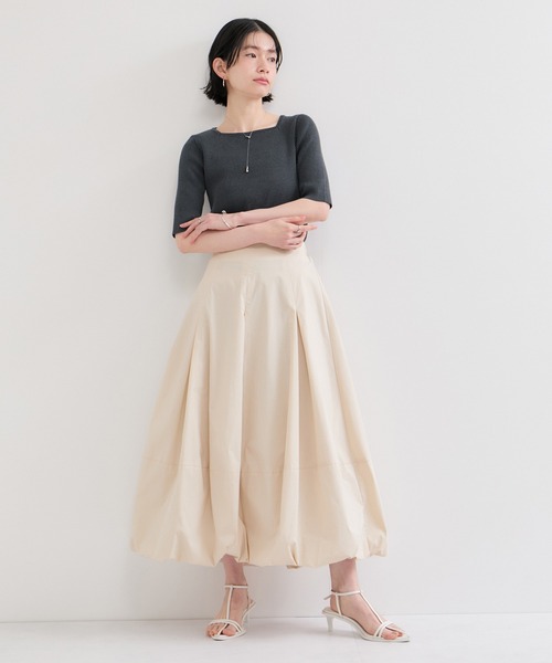 LE CERCLE par rope'(ルセルクルパーロペ)の「スクエアネックメランジ半袖ニットプルオーバー(ニット/セーター・レディース・ブルー系その他6/ブラウン系その他/ブラック系その他・FREE)」の5枚目の写真