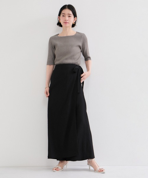 LE CERCLE par rope'(ルセルクルパーロペ)の「スクエアネックメランジ半袖ニットプルオーバー(ニット/セーター・レディース・ブルー系その他6/ブラウン系その他/ブラック系その他・FREE)」の8枚目の写真