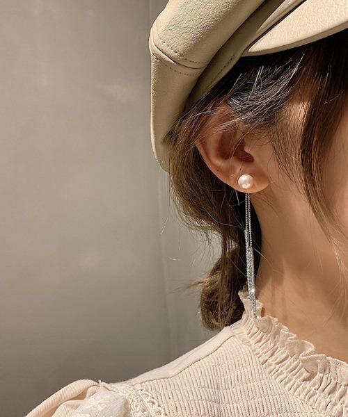 shoppinggo(ショッピングゴー)の「ピアス パール ロングピアス 揺れる アクセサリー 大人 お洒落 輝く(ピアス(両耳用)・レディース・シルバー・FREE)」の3枚目の写真