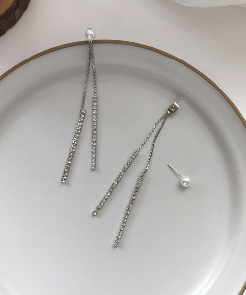 shoppinggo(ショッピングゴー)の「ピアス パール ロングピアス 揺れる アクセサリー 大人 お洒落 輝く(ピアス(両耳用)・レディース・シルバー・FREE)」の4枚目の写真