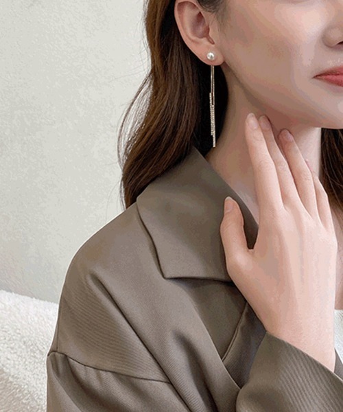 shoppinggo(ショッピングゴー)の「ピアス パール ロングピアス 揺れる アクセサリー 大人 お洒落 輝く(ピアス(両耳用)・レディース・シルバー・FREE)」の8枚目の写真