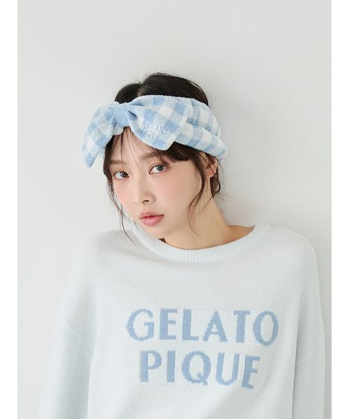 gelato pique（ジェラートピケ）の「チェック柄ヘアバンド（その他ルームウェア・レディース・ピンク/ブルー/ネイビー・F）」の4枚目の写真