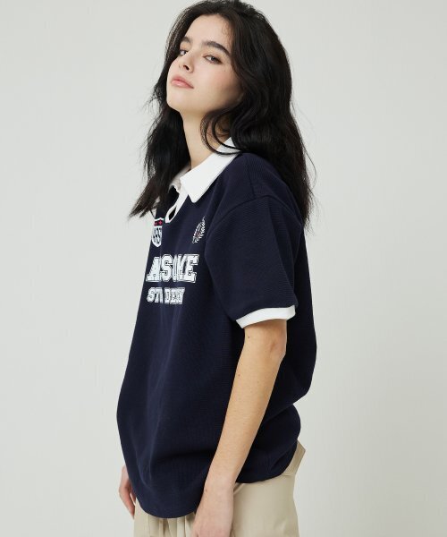 AWESOME STUDIO(オーサムスタジオ)の「カラーハイライトユニフォーム半袖Tシャツダークネイビー(ポロシャツ・レディース・その他・FREE)」の4枚目の写真