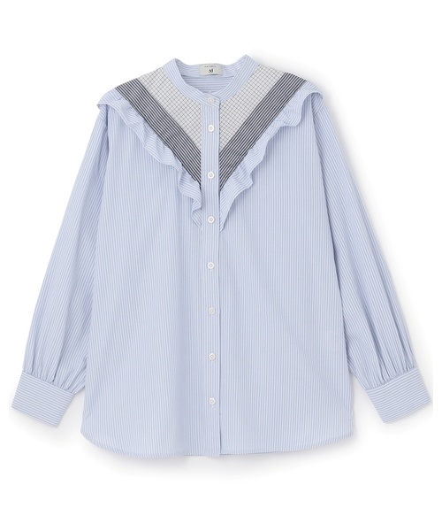 pom ponette junior(ポンポネットジュニア)の「【AMI】クレイジースタンドカラーブラウス(シャツ/ブラウス・キッズ・サックスブルー/ブラック・M:150cm/L:160cm)」の8枚目の写真