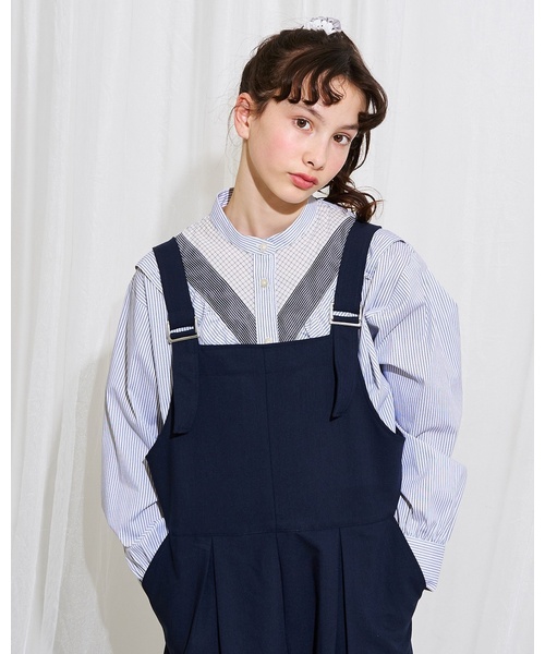 pom ponette junior(ポンポネットジュニア)の「【AMI】クレイジースタンドカラーブラウス(シャツ/ブラウス・キッズ・サックスブルー/ブラック・M:150cm/L:160cm)」の11枚目の写真