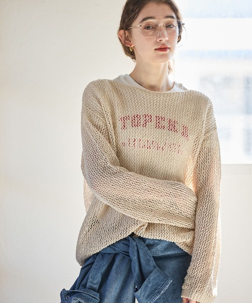 GEORGE'S（ジョージズ）の「メッシュニットプルオーバー（ニット/セーター・レディース・オフホワイト/ブラウン/ブラックミックス・FREE）」の2枚目の写真