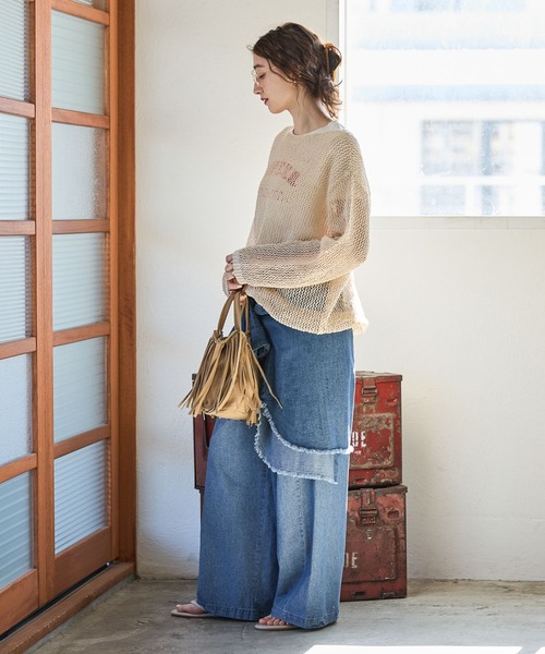 GEORGE'S（ジョージズ）の「メッシュニットプルオーバー（ニット/セーター・レディース・オフホワイト/ブラウン/ブラックミックス・FREE）」の5枚目の写真