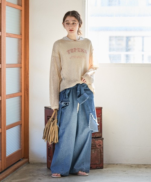 GEORGE'S（ジョージズ）の「メッシュニットプルオーバー（ニット/セーター・レディース・オフホワイト/ブラウン/ブラックミックス・FREE）」の6枚目の写真