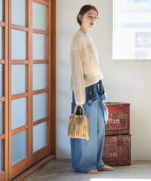 GEORGE'S（ジョージズ）の「メッシュニットプルオーバー（ニット/セーター・レディース・オフホワイト/ブラウン/ブラックミックス・FREE）」の7枚目の写真