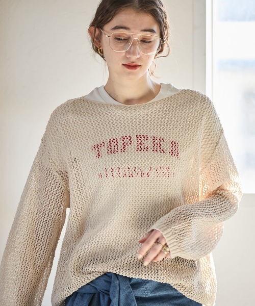 GEORGE'S（ジョージズ）の「メッシュニットプルオーバー（ニット/セーター・レディース・オフホワイト/ブラウン/ブラックミックス・FREE）」の9枚目の写真