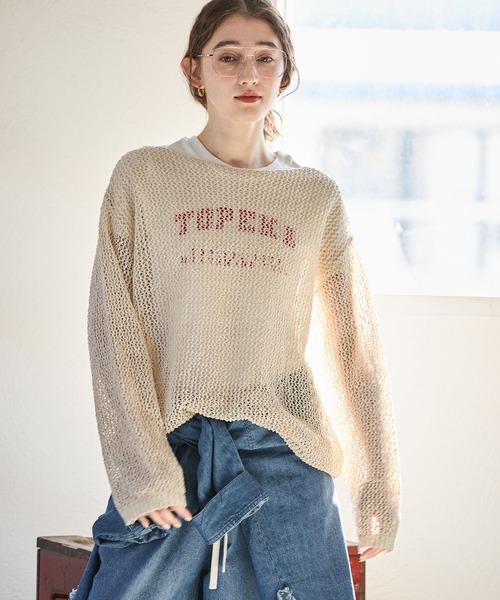 GEORGE'S（ジョージズ）の「メッシュニットプルオーバー（ニット/セーター・レディース・オフホワイト/ブラウン/ブラックミックス・FREE）」の12枚目の写真